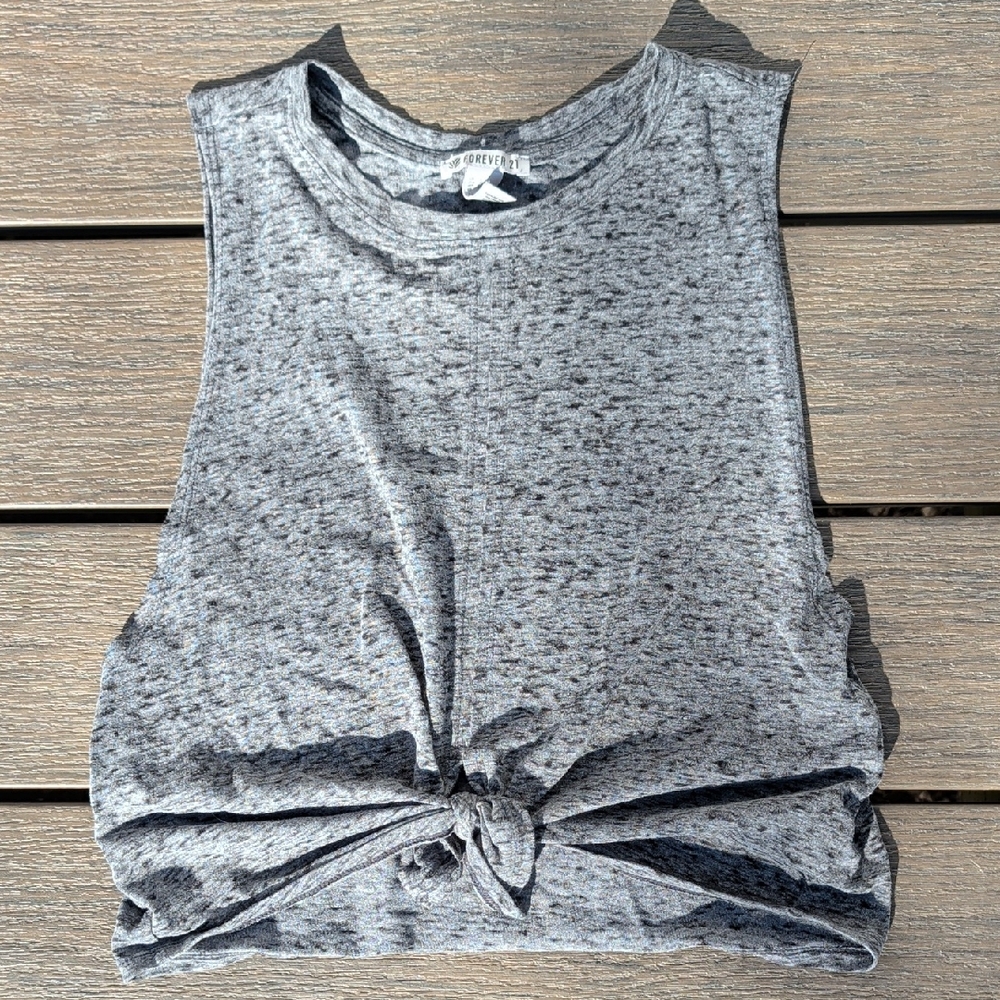 Forever 21 Heather Gray Knotted Muscle Tee